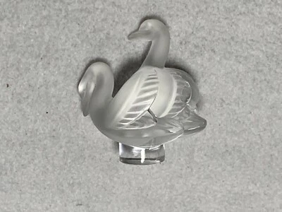 Vintage Lalique France Crystal Canard Swans Frosted Clear Signed Glass Figurine  - Image 1 of 4