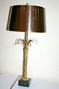 1950/70  Maison Charles lampe Charles bronze doré signé H: 67 palmier