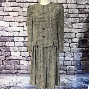 Leslie Fay Vintage Green, Beige & Red Matching Skit & Top Size 8P - Picture 1 of 11