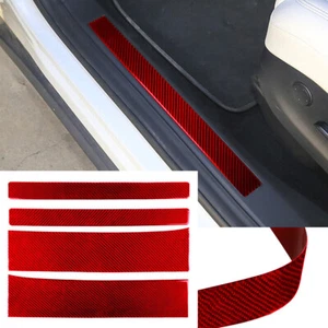 4×Red Carbon Fiber Door Sill Padel Scuff Guard Cover for Tesla Model X 2014-2017 - Picture 1 of 13