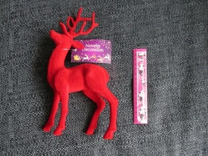 RENO RUDOLF NAVIDAD ROJO FLOCADO NUEVO PROYECTO DE ARTE EXHIBICIÓN ADORNO DE NAVIDAD EN MUY BUENA CONDICIÓN - Imagen 1 de 5