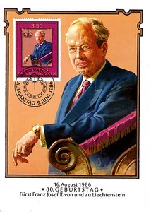 Liechtenstein Monarquías Tarjeta Primer día emisión del año 1986 (AE-201) - Foto 1 di 1