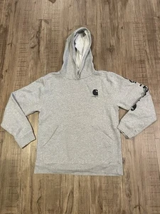 Carhartt Hoodie Youth XL Gray Kangaroo Pocket Logo Pullover - Picture 1 of 4