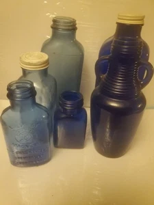 VINTAGE COLBOLT BLAUE FLASCHEN 6 STÜCK - Bild 1 von 9