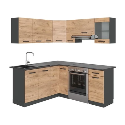 Eckküche Vicco Rick 187 x 167 cm , AP Schwarz - Bild 1 von 4