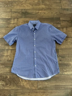 Zachary Prell Mens Button Up Shirt Short Sleeve Size L Blue Red White Stretch - Image 1 of 4