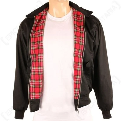 English Style Harrington Jacket - Black - Mil-Tec - Red Tartan Print - Image 1 of 4