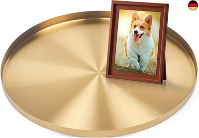 Yvttve Goldenes Rundes Tablett aus Metall mit 3 Anti Rutsch | Serviertablett - Bild 1 von 4