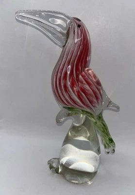 Figura de pájaro tucán de vidrio artístico estilo Murano soplado a mano vintage Foto 1 de 4