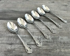 Stanley Roberts Rogers Spoons Place/Oval Stainless Valentine Set Of 6 Pierced - Picture 1 of 6