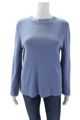 Suéter halógeno para mujer manga larga cuello alto azul gris talla mediana Foto 1 de 4