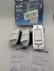 Leviton SureSlide Slide Dimmer 6672-3PW - 3 Count, White 150-W LED/CFL (Unused) - Picture 1 of 6