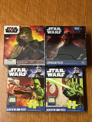 Lot Of 4 Star Wars Jigsaw Puzzles Lenticular + Regular Darth Vader 100 Pieces - Image 1 of 4