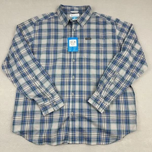 Columbia Shirt Men Extra Large Blue Plaid Vapor Ridge III Button Up Pocket XL - Picture 1 of 10