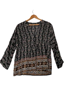 MADEWELL Womens Top Black Floral Print Silk BOHEME Blouse Size XXS - Picture 1 of 7