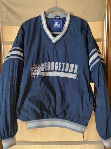 Vintage 90s Starter Pullover Jacket Georgetown Hoyas Bulldogs Size XL X Large Cover