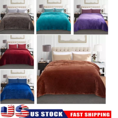 King Queen Size Bed Blanket Soft Flannel Fleece Blankets Throw Sofa Reversible - Image 1 of 4