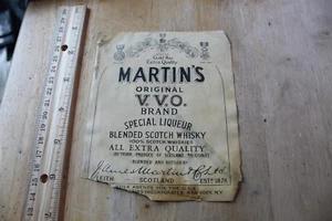 MARTIN'S VVO BRAND SCOTCH WHISKY WHISKEY LABEL - 1 LABEL INV L25 - Picture 1 of 2