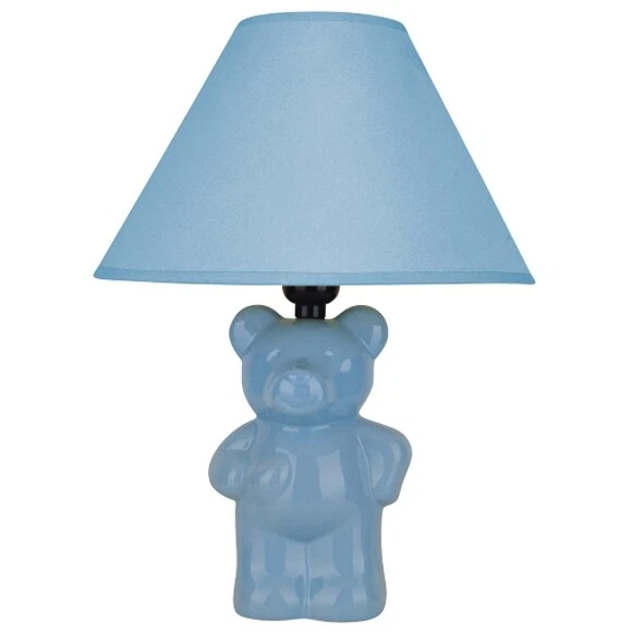 NEW Pink/Blue Ceramic Bear Base & Matched Fabric Shade Finish 15" Table Lamp 611 - Image 1 of 1