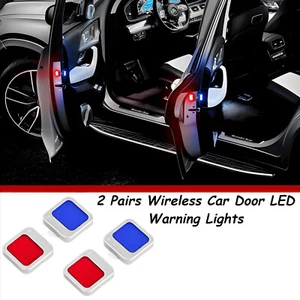 2pcs Car Door Open Warning Wireless LED Strobe Light Anti-collision Red+Blue - Picture 1 of 8
