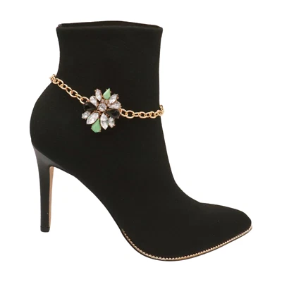 Women Gold Metal Boot Chain Links Bracelet Shoe Bling Star Charm Anklet Jewelry - Image 1 of 4