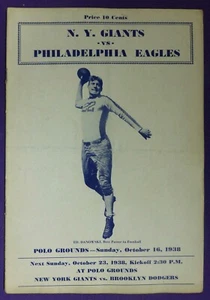 VINTAGE - 1938 NEW YORK GIANTS VS PHILADELPHIA EAGLES PROGRAM - POLO GROUNDS - Picture 1 of 7