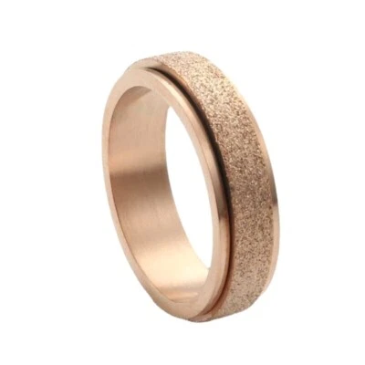Anel giratório de casamento superfície fosco 6 mm aço inoxidável promessa tamanho 5-12 - Imagem 1 de 2
