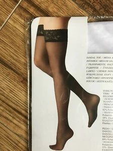 Calzedonia sheer 20 hold ups, white colour lace band, size S/M (1/2), brand new - Picture 1 of 4