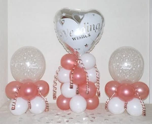 GIORNO DEL MATRIMONIO - Oro Rosa - Confezione da 3 Kit Festa -Palloncini da Tavolo Decorazione Espositore - Foto 1 di 4