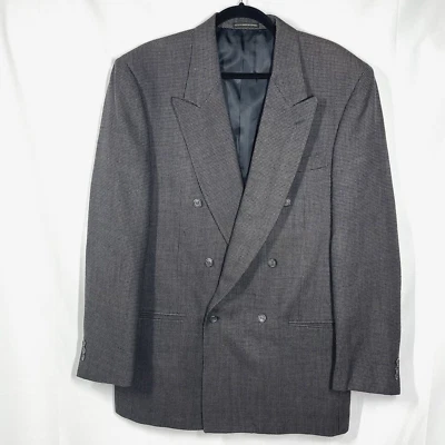 Blazer Pierre Balmain Paris Lana Doble Pecho Tweed 43L Marrón Negro Cuadros Foto 1 de 4