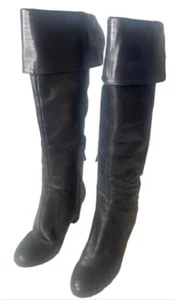 NEW $165 NWB Bandolino OTK Over the Knee cuffed boots black Sz 6.5 eye candy - Picture 1 of 3