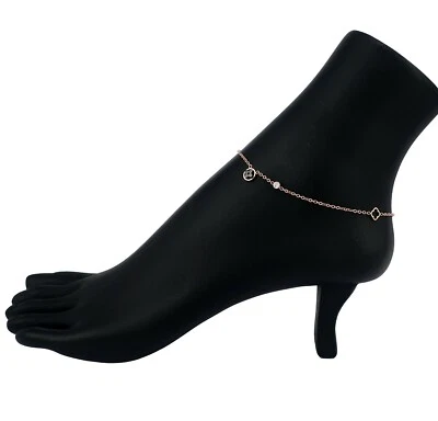 Браслет на лодыжку из нержавеющей стали розовое золото кубический цирконий лодыжка #9 - Изображение 1 из 4