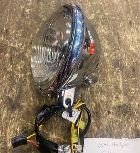 OEM 5 3/4" Bottom Mount Headlight Chrome Harley Softail Wide Glide W Bulb Wiring - Picture 1 of 10