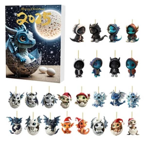 Dragon Christmas Advent Calendar 2025 2D Acrylic Pendants for Xmas Tree Car (D) - Picture 1 of 9