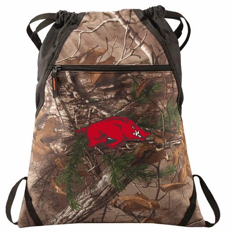 Arkansas Camo Cinch Pack REALTREE University of Arkansas Drawstring Bag Cover