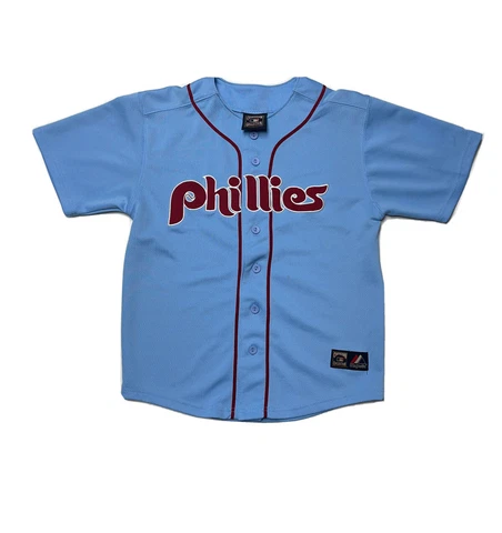 Phillies Chase Utley Majestic Cooperstown Collection Blue Jersey SZ Youth M Cover
