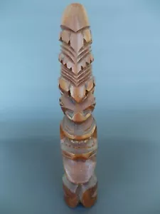 Hawaii Tiki Wood Carving Tall Pointy - 285mm high X about 54mm diam - Picture 1 of 6