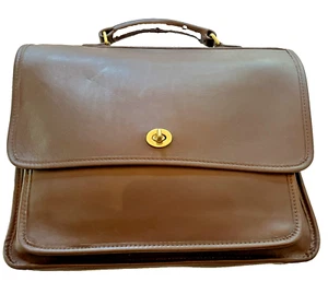 Coach braune Leder Aktentasche Attache Computertasche B6E-5181 Vintage Schultergurt - Bild 1 von 18