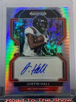 2023 Prizm Draft #RA-JHA Justin Hall 2022 Draft Picks Autos Hyper Silver - Image 1 of 2