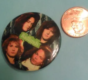Rare 1980s BADLANDS pinback button pin Ozzy Osbourne heavy metal - Picture 1 of 3