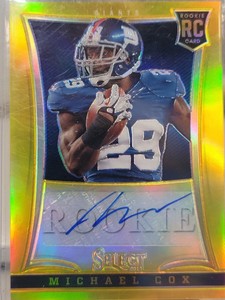 2013 Panini Select Football Michael Cox Rookie RC Autograph Gold 05/10!