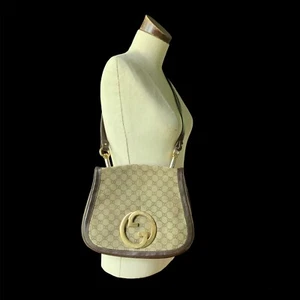 GUCCI Authentic RARE Leather GG Logo VINTAGE 1970s Handbag Purse Crossbody ITALY - Picture 1 of 12