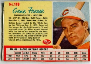 1962 Post Cereal #118 Gene Freese Cincinnati Reds - Picture 1 of 2