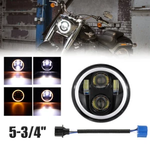 5-3/4" 5.75 LED DRL Projector Headlights With Angel Eyes For Harley Suzuki Dyna - Picture 1 of 12