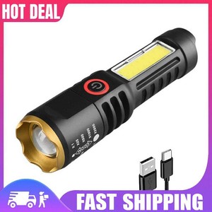 XPE COB LED Waterproof Camping Flashlight 4 Mode Torch Lamp for Outdoor (Gold)