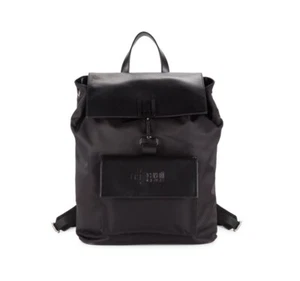 $795 NWT Cavalli Class by Roberto Cavalli Leather Flap Black Backpack - Picture 1 of 7
