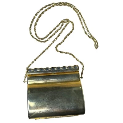 Mini Bolso Bandolera Cadena Clutch Caja Dorada Metálica Fiesta Cóctel Formal Glamour Foto 1 de 4