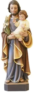 Estatua De Santo Josef H 15 CM Josef Con Niño Jesús Y Lirio Holzfigur - Imagen 1 de 4