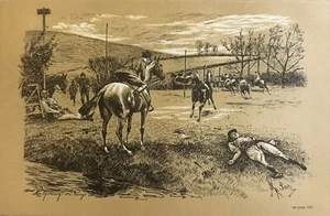 1896 Saltó Sobre Caballos Litografía Duotono Original, Caballo, Ilustrado - Imagen 1 de 1