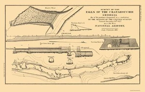 Historischer Stadtplan - Chattahoochee Falls Armory Georgia - Bowen 1827 - 23 x 36,27 - Bild 1 von 20